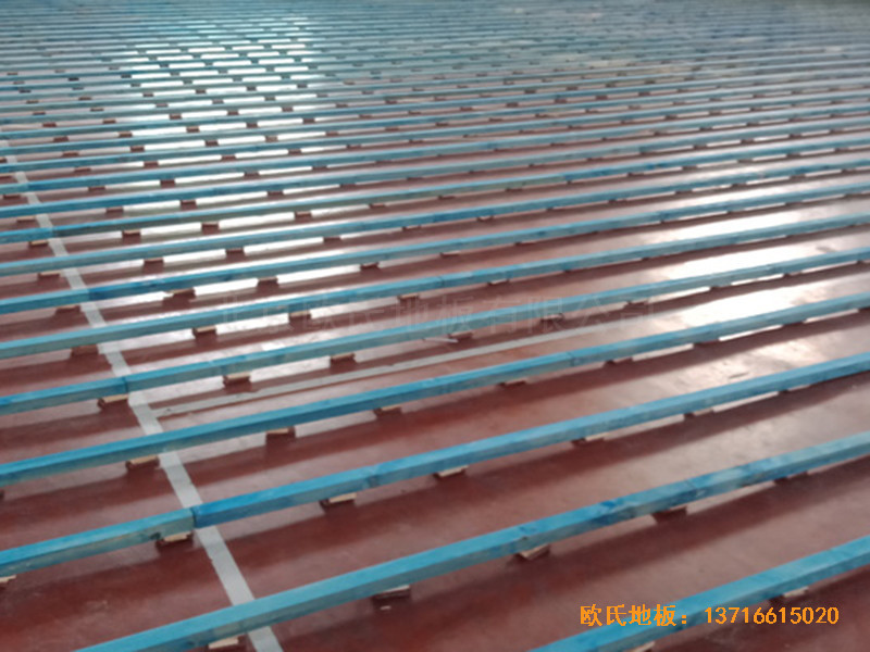 河北滄州體育學(xué)?；@球館運動木地板鋪設(shè)案例1