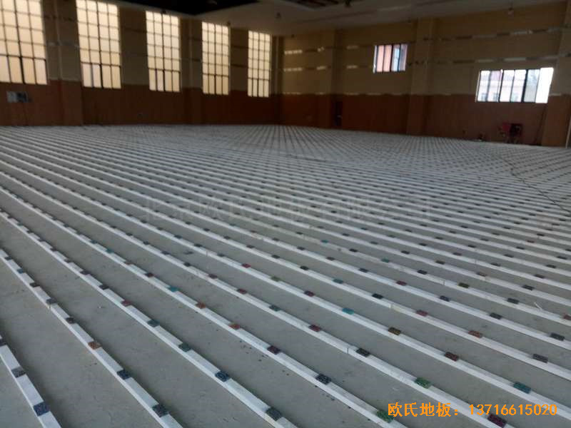 浙江臺州路北街道籃球館體育地板鋪裝案例1