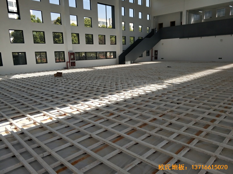 浙江寧波高新消防大隊籃球館體育地板施工案例1