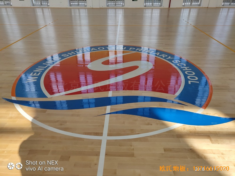 浙江溫嶺石橋頭中心小學(xué)籃球館運動木地板鋪裝案例4