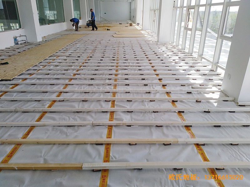 甘肅酒泉運動場所體育木地板施工案例1